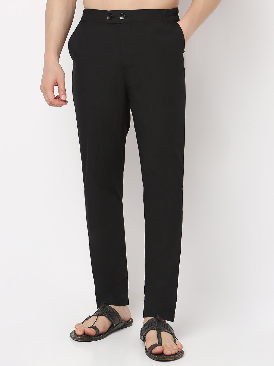 Slim Fit Solid Ankle Length Pants