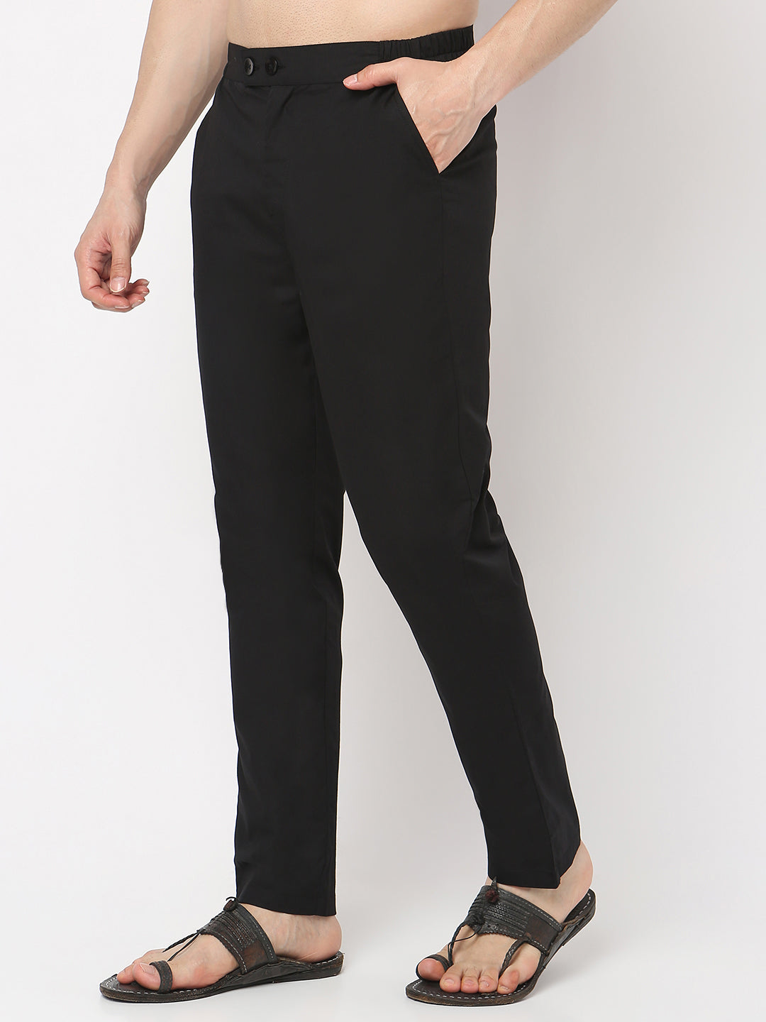 Slim Fit Solid Ankle Length Pants