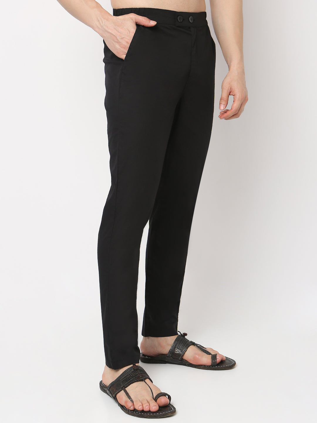 Slim Fit Solid Ankle Length Pants