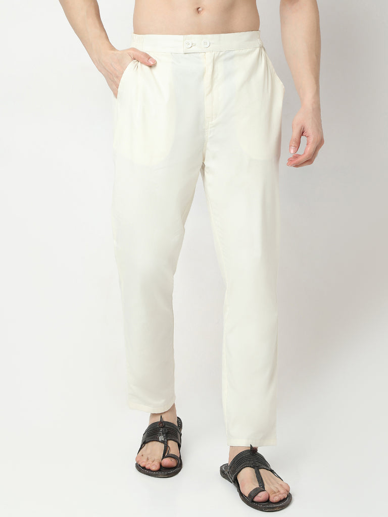 Slim Fit Solid Mid Rise Pants