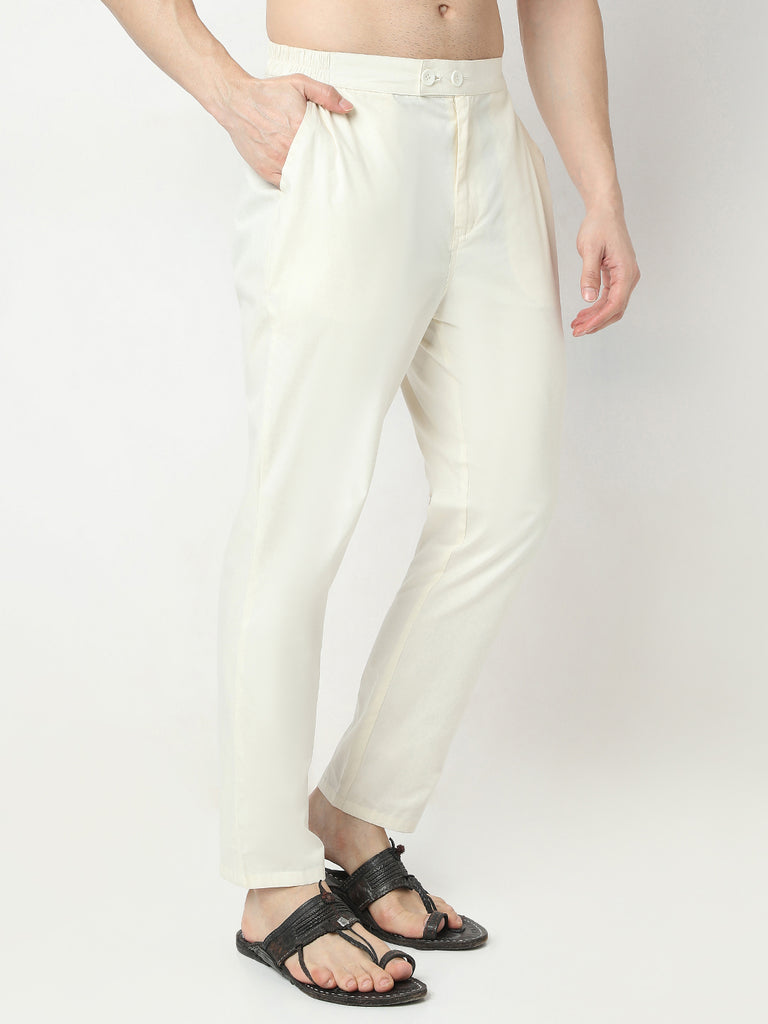 Slim Fit Solid Mid Rise Pants