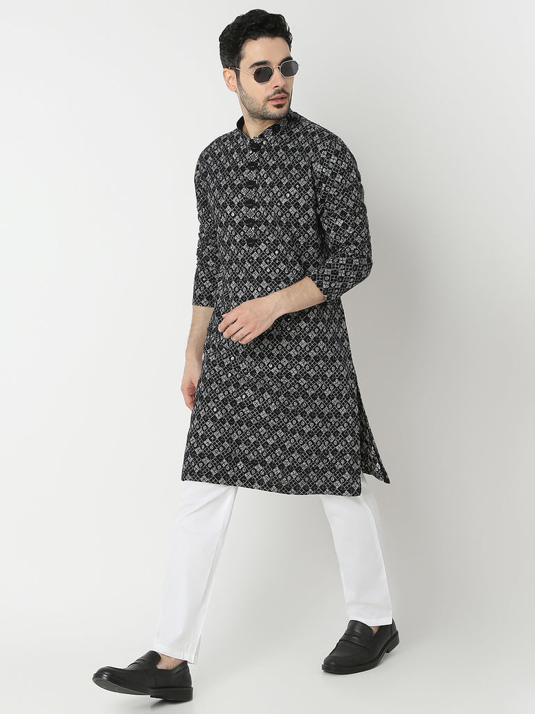 Regular Fit Embroidered Full Sleeve Kurta with Pant Set