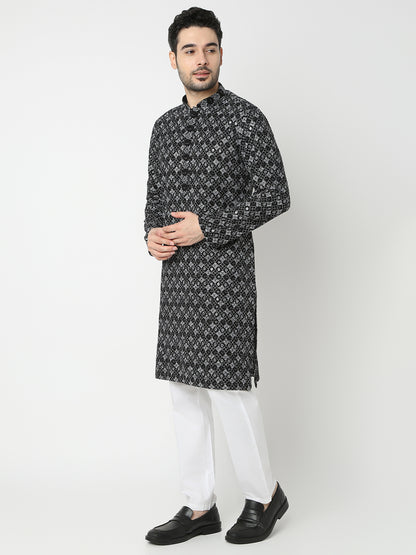 Regular Fit Embroidered Full Sleeve Kurta with Pant Set