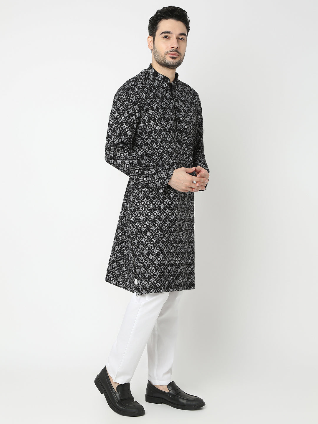 Regular Fit Embroidered Full Sleeve Kurta with Pant Set