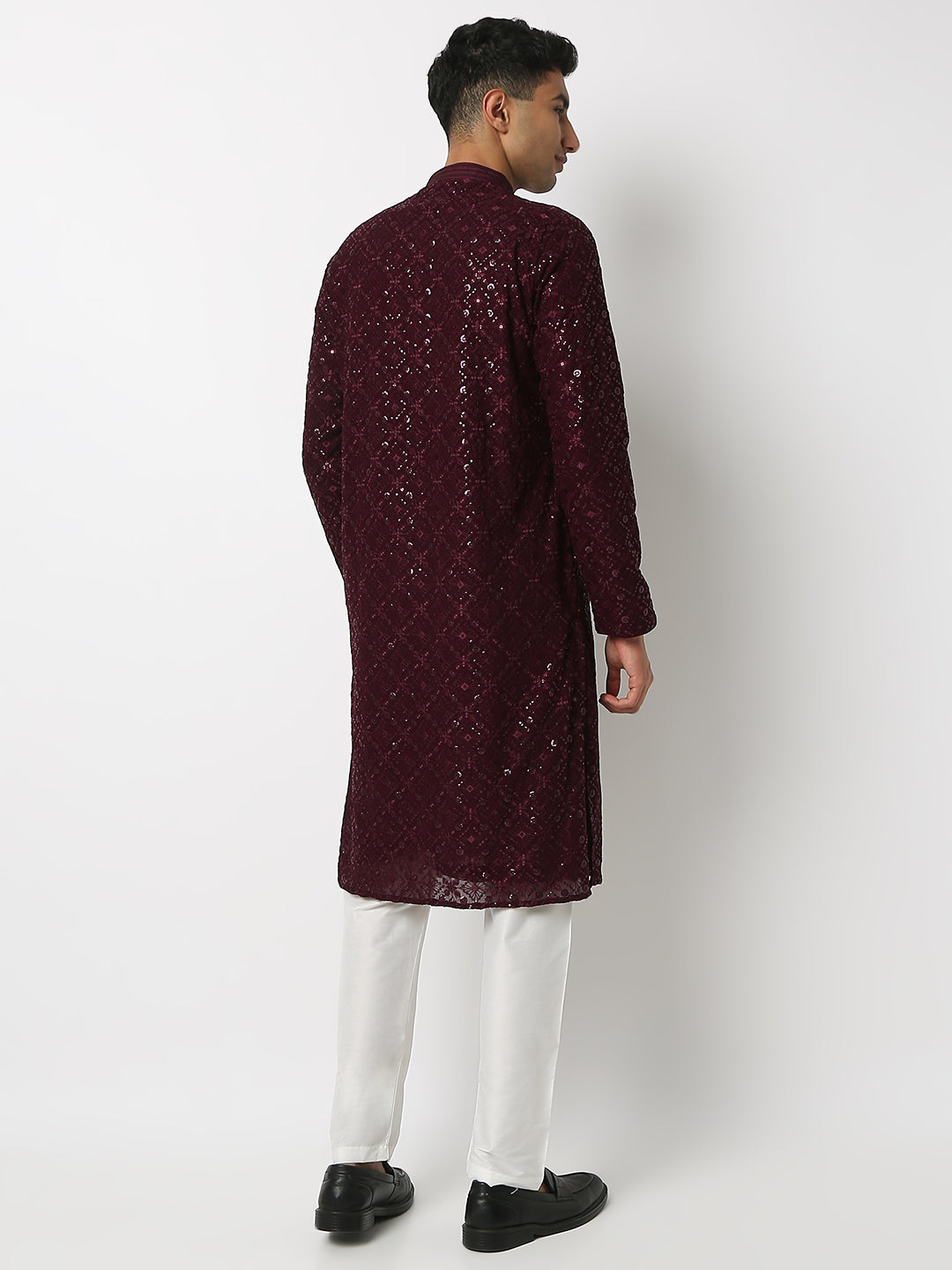 Regular Fit Embellished Mandarin Collar Full Sleeve Kurta and Pant Set