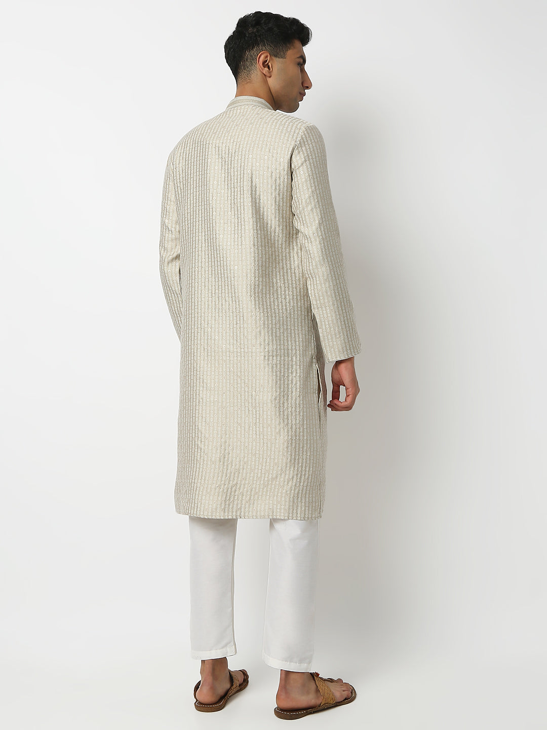 Regular Fit Jacquard Mandarin Collar Full Sleeve Kurta and Pant Set