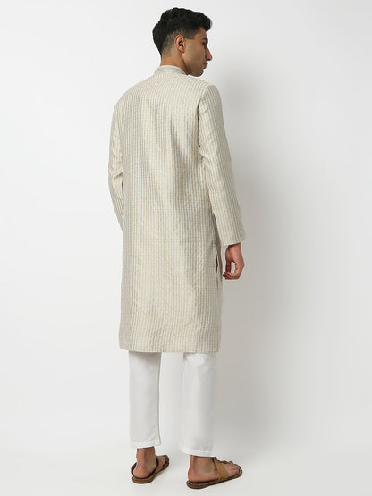 Regular Fit Jacquard Mandarin Collar Full Sleeve Kurta and Pant Set