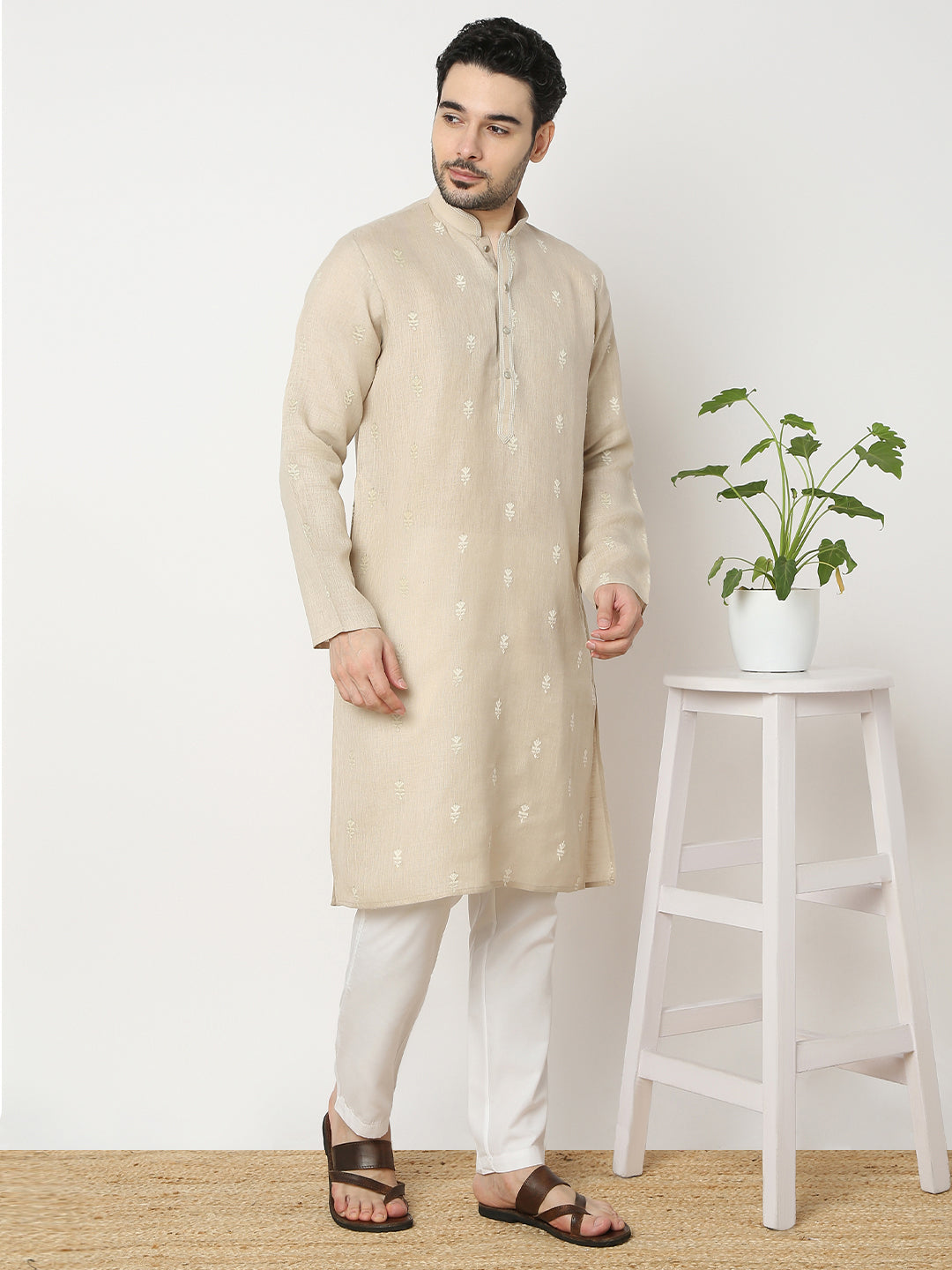 Regular Fit Embroidered Full Sleeve Kurta with Pant Set