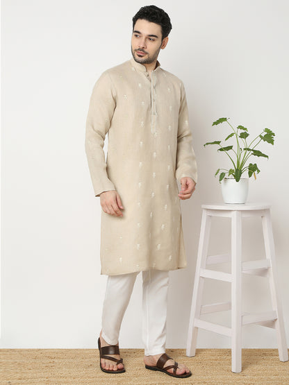 Regular Fit Embroidered Full Sleeve Kurta with Pant Set