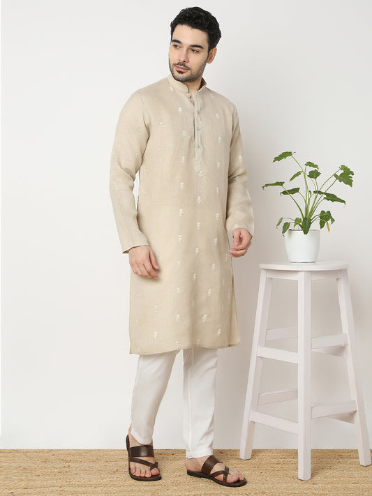 Regular Fit Embroidered Full Sleeve Kurta with Pant Set