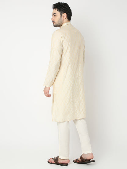 Regular Fit Jacquard Full Sleeve Kurta with Pant Set