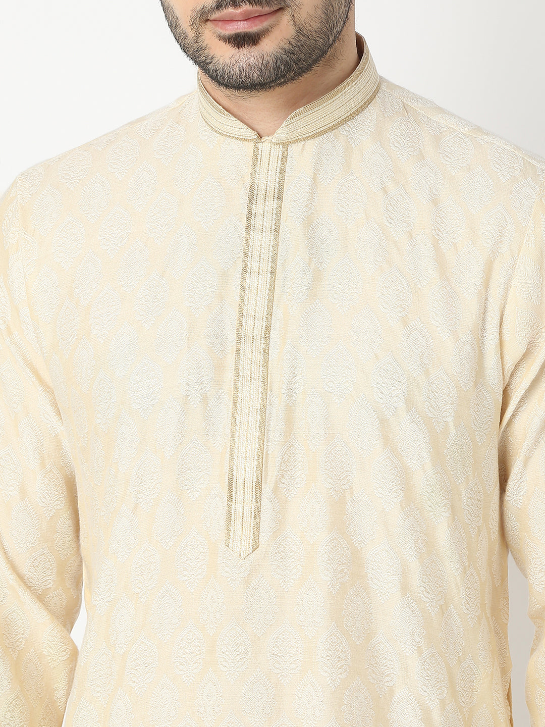 Regular Fit Jacquard Full Sleeve Kurta with Pant Set