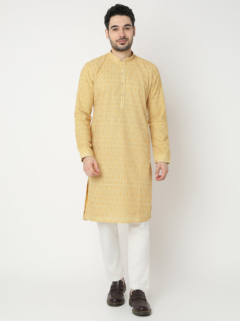 Regular Fit Embroidered Full Sleeve Kurta with Pant Set