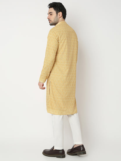 Regular Fit Embroidered Full Sleeve Kurta with Pant Set