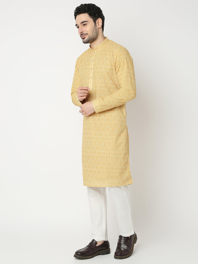 Regular Fit Embroidered Full Sleeve Kurta with Pant Set