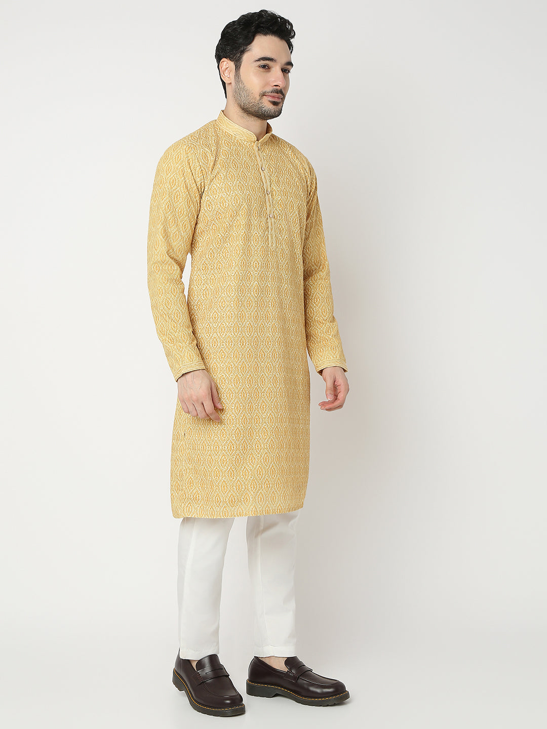 Regular Fit Embroidered Full Sleeve Kurta with Pant Set