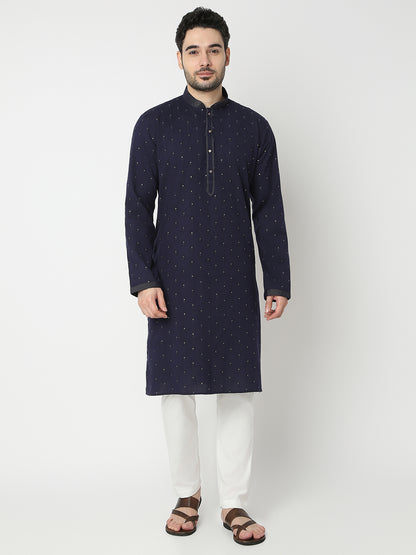 Regular Fit Embroidered Full Sleeve Kurta with Pant Set