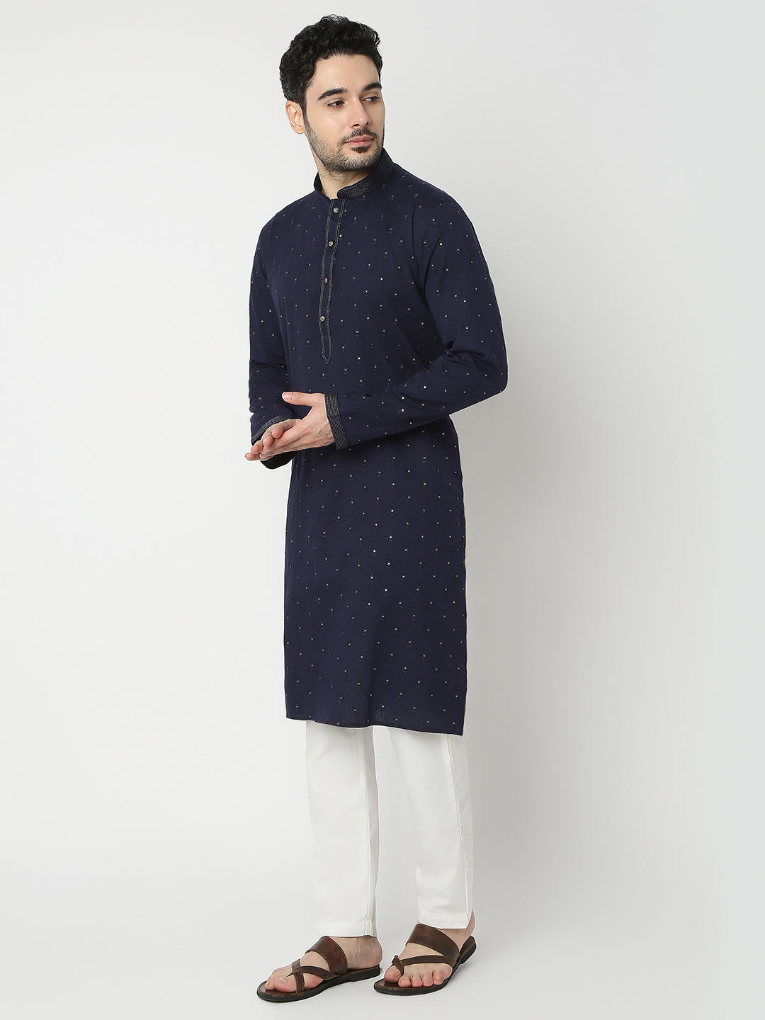 Regular Fit Embroidered Full Sleeve Kurta with Pant Set