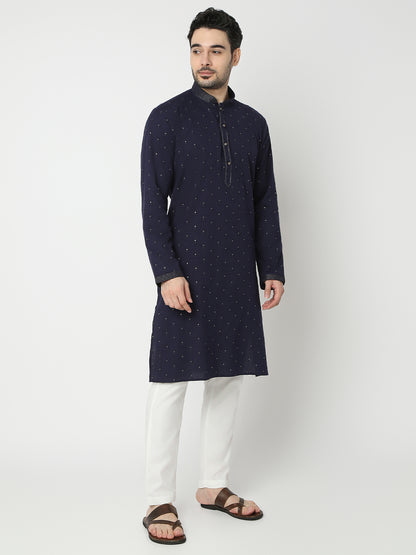 Regular Fit Embroidered Full Sleeve Kurta with Pant Set