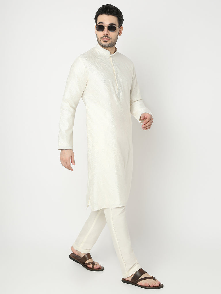 Regular Fit Jacquard Full Sleeve Kurta with Pant Set