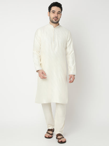 Regular Fit Jacquard Full Sleeve Kurta with Pant Set