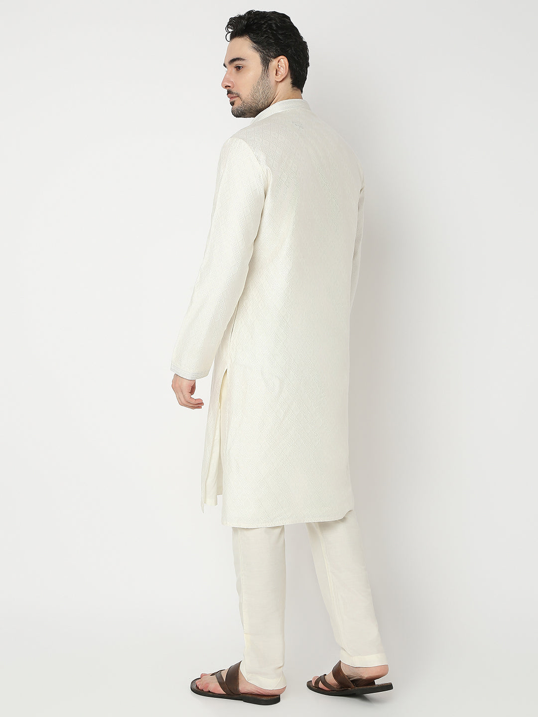 Regular Fit Jacquard Full Sleeve Kurta with Pant Set