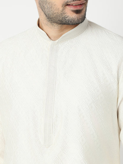 Regular Fit Jacquard Full Sleeve Kurta with Pant Set