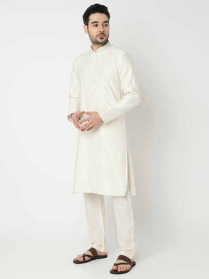 Regular Fit Jacquard Full Sleeve Kurta with Pant Set