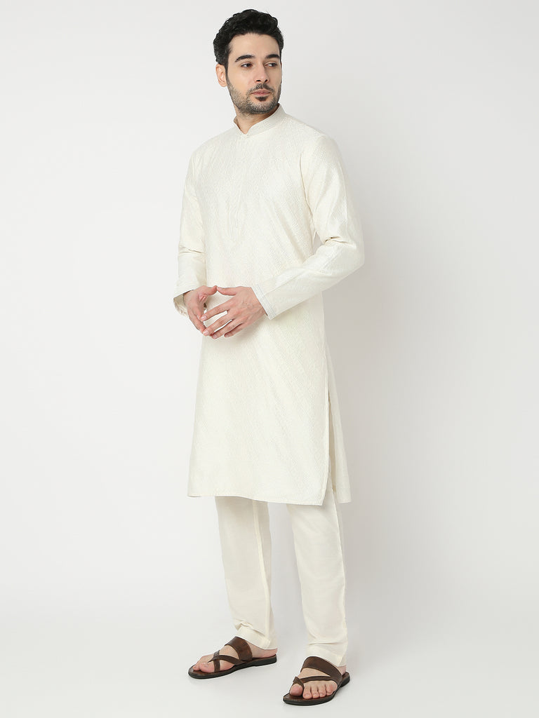 Regular Fit Jacquard Full Sleeve Kurta with Pant Set