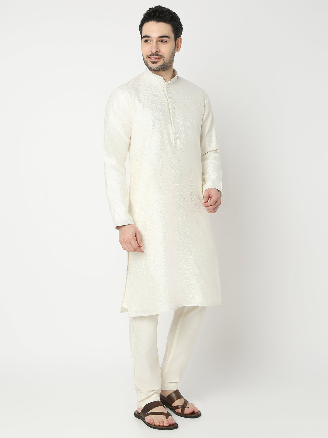 Regular Fit Jacquard Full Sleeve Kurta with Pant Set