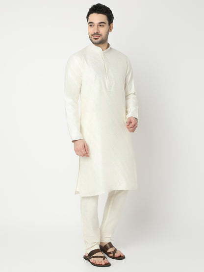 Regular Fit Jacquard Full Sleeve Kurta with Pant Set