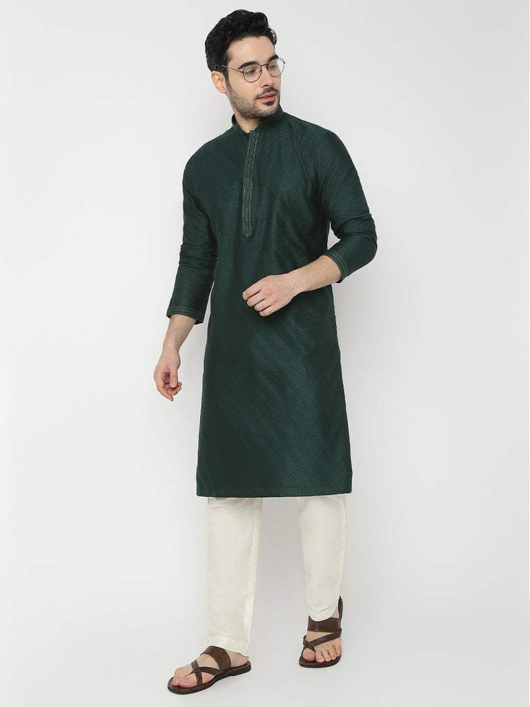 Regular Fit Jacquard Full Sleeve Kurta with Pant Set