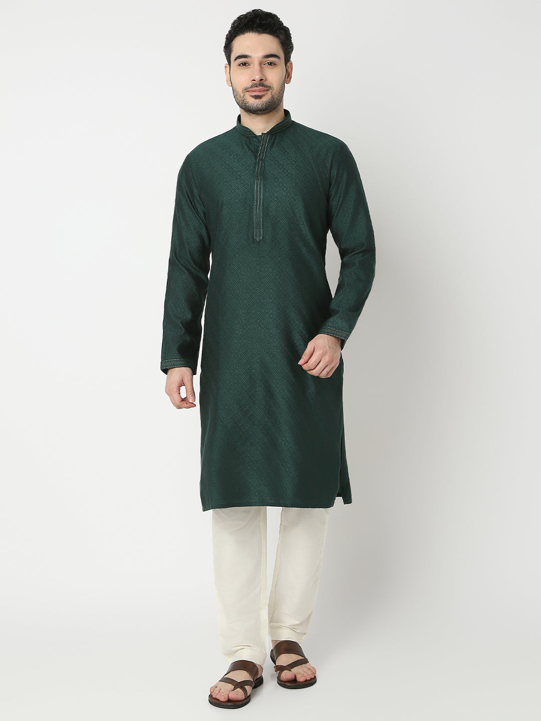 Regular Fit Jacquard Full Sleeve Kurta with Pant Set