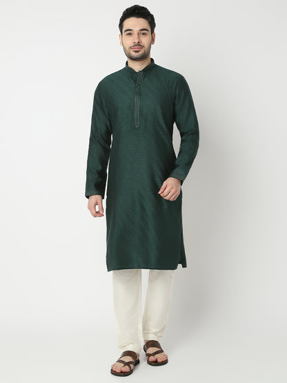 Regular Fit Jacquard Full Sleeve Kurta with Pant Set