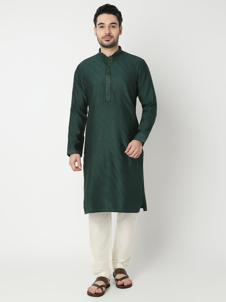 Regular Fit Jacquard Full Sleeve Kurta with Pant Set