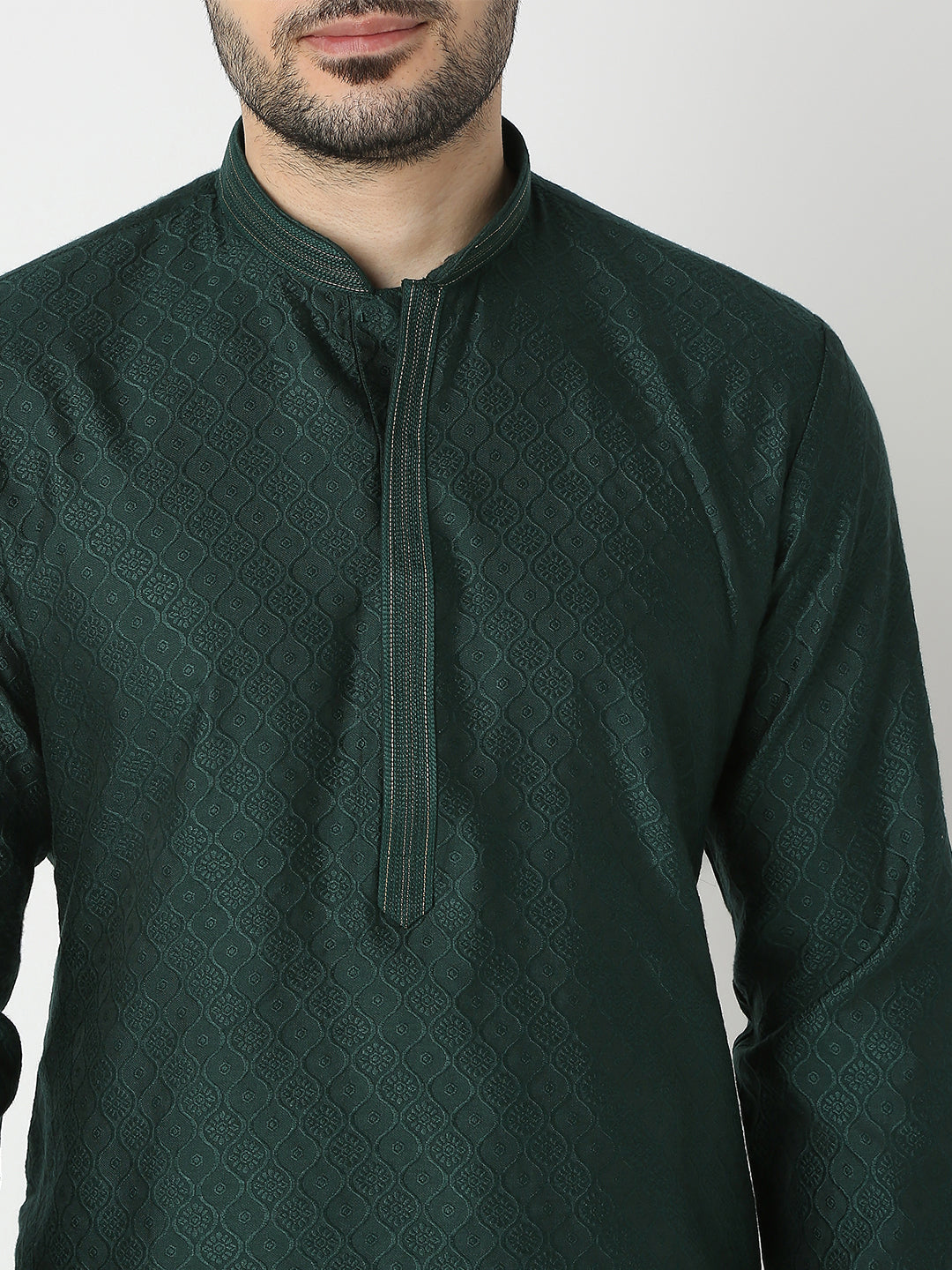 Regular Fit Jacquard Full Sleeve Kurta with Pant Set
