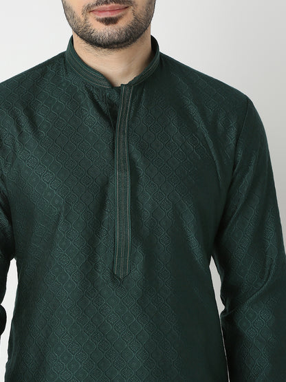 Regular Fit Jacquard Full Sleeve Kurta with Pant Set
