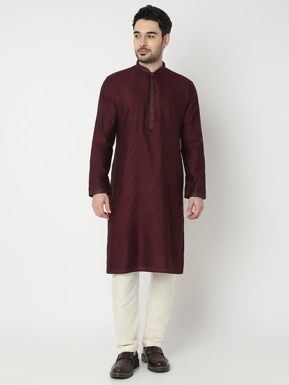 Regular Fit Jacquard Full Sleeve Kurta with Pant Set