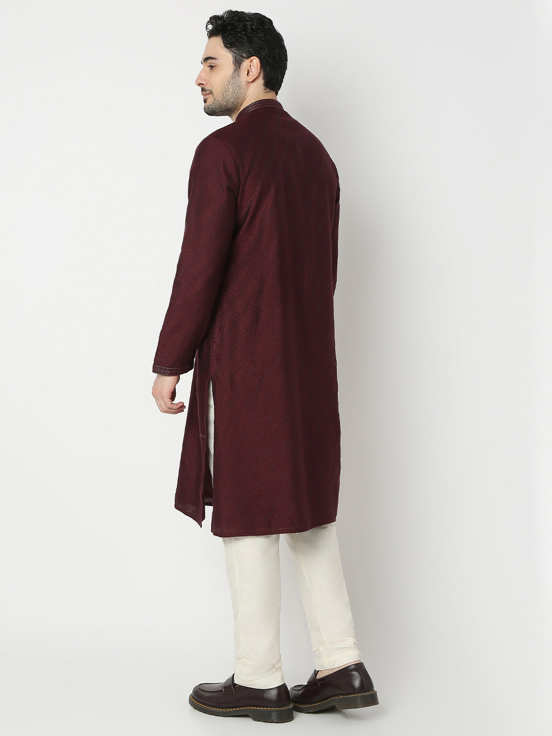 Regular Fit Jacquard Full Sleeve Kurta with Pant Set
