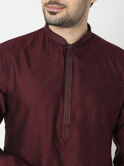 Regular Fit Jacquard Full Sleeve Kurta with Pant Set