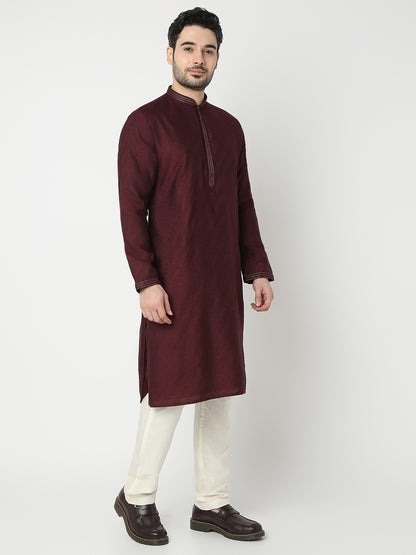 Regular Fit Jacquard Full Sleeve Kurta with Pant Set