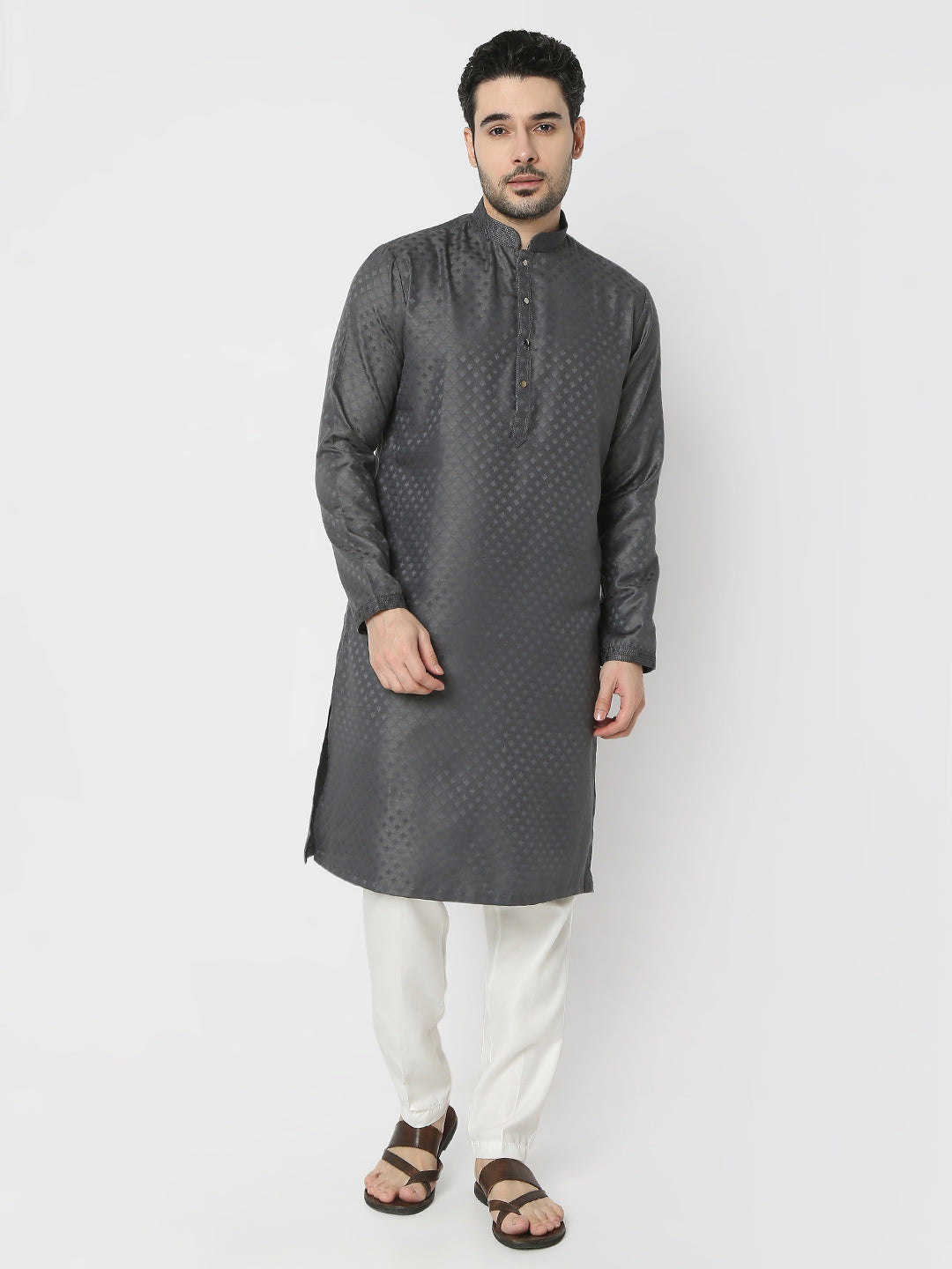 Regular Fit Jacquard Full Sleeves Kurta and Pant Set