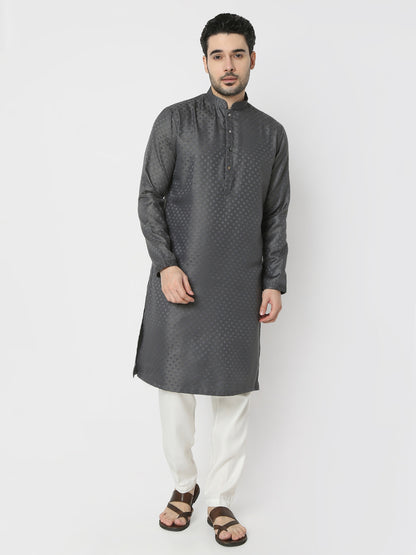 Regular Fit Jacquard Full Sleeves Kurta and Pant Set