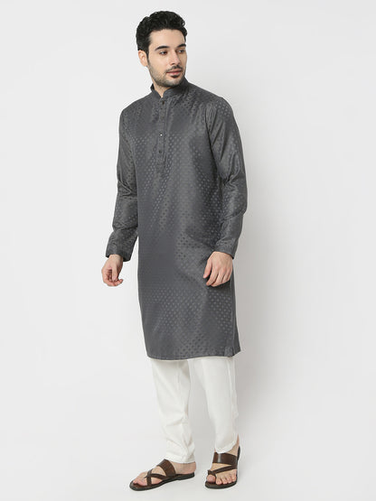 Regular Fit Jacquard Full Sleeves Kurta and Pant Set
