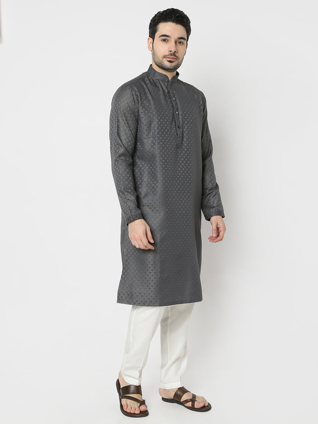 Regular Fit Jacquard Full Sleeves Kurta and Pant Set