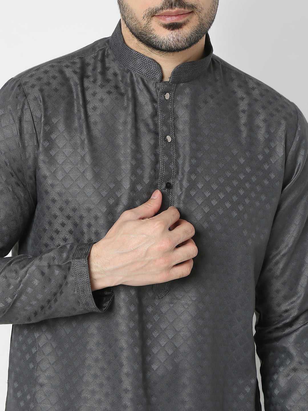 Regular Fit Jacquard Full Sleeves Kurta and Pant Set