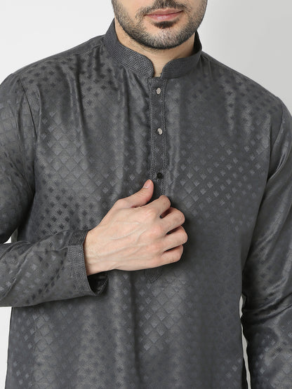 Regular Fit Jacquard Full Sleeves Kurta and Pant Set