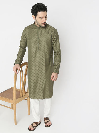 Regular Fit Jacquard Full Sleeves Kurta and Pant Set