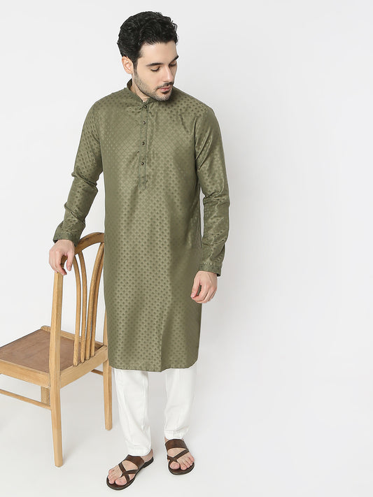Regular Fit Jacquard Full Sleeves Kurta and Pant Set