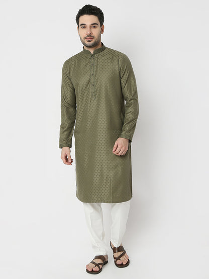 Regular Fit Jacquard Full Sleeves Kurta and Pant Set